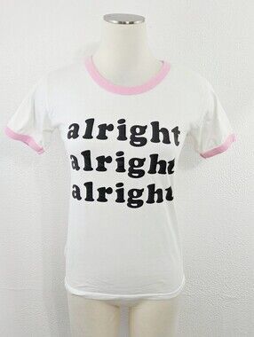 Retro Alright Alright Alright graphic tee pink ringer short sleeve women's OS